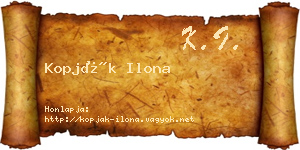 Kopják Ilona névjegykártya